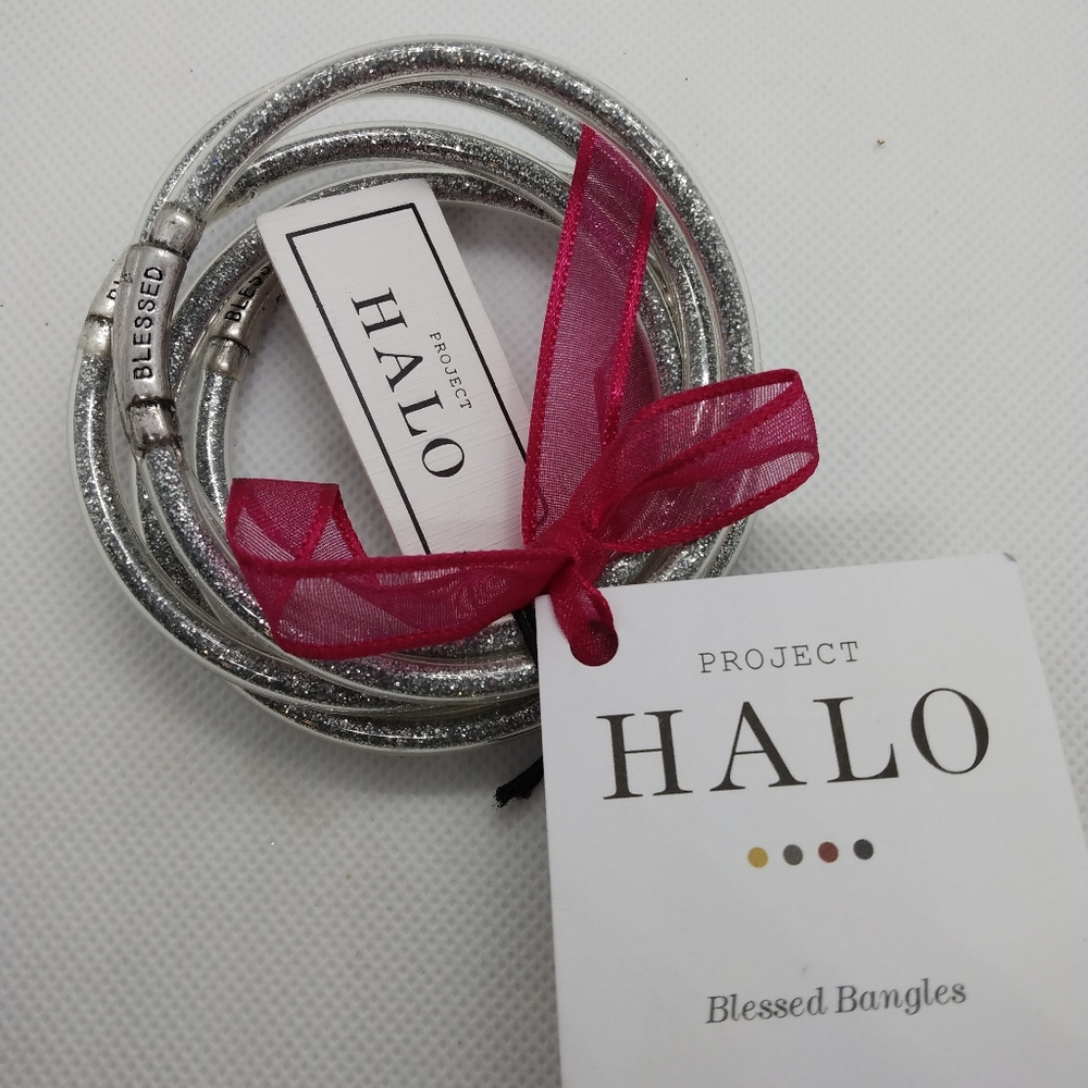 Project Halo Blessed bangle set. Silver glitter. O/S